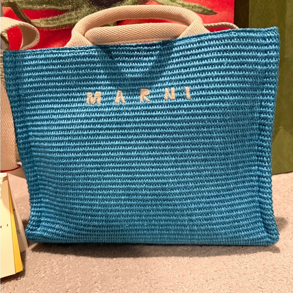 Marni Vibrant Blue Woven Tote